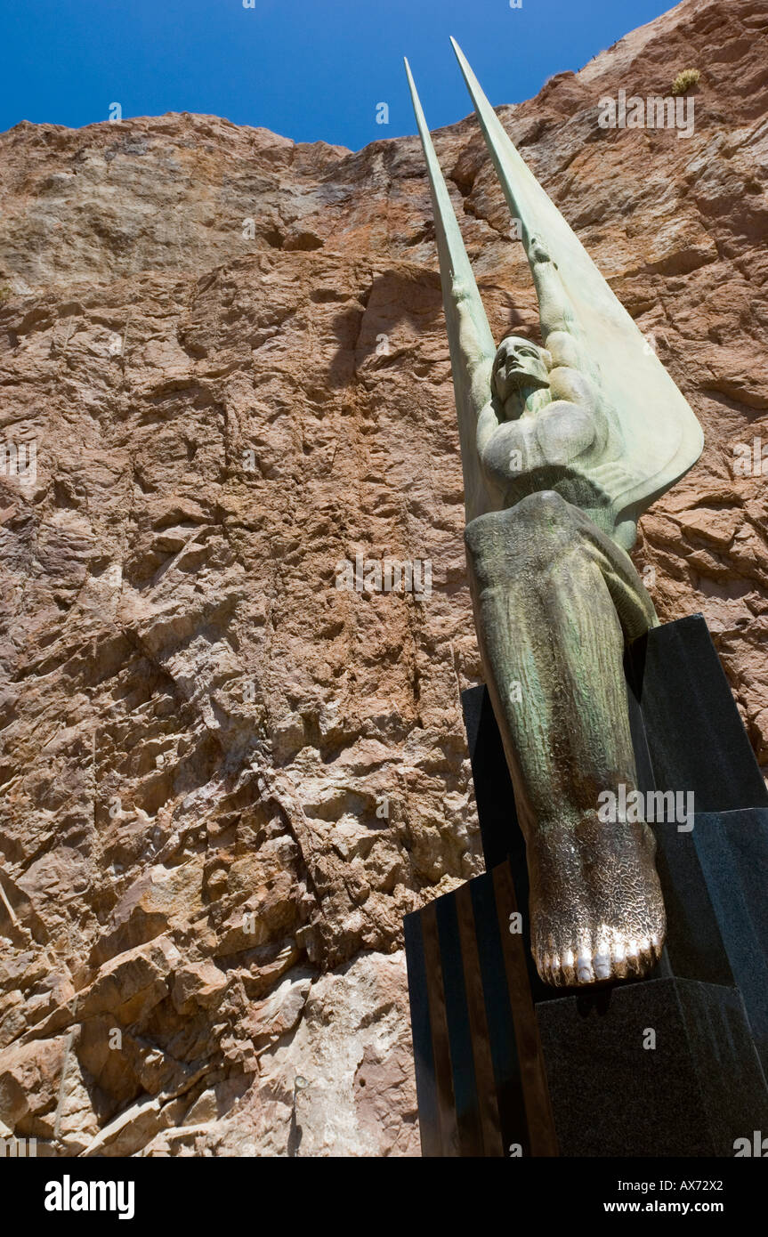 Mythological winged statue at the Hoover Dam, Nevada, USA Stock Photo