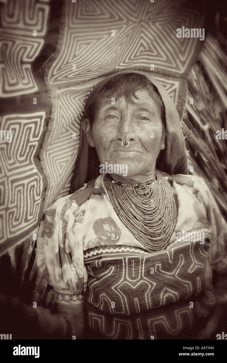 Kuna Indian, woman, San Blas Islands, Panama Stock Photo