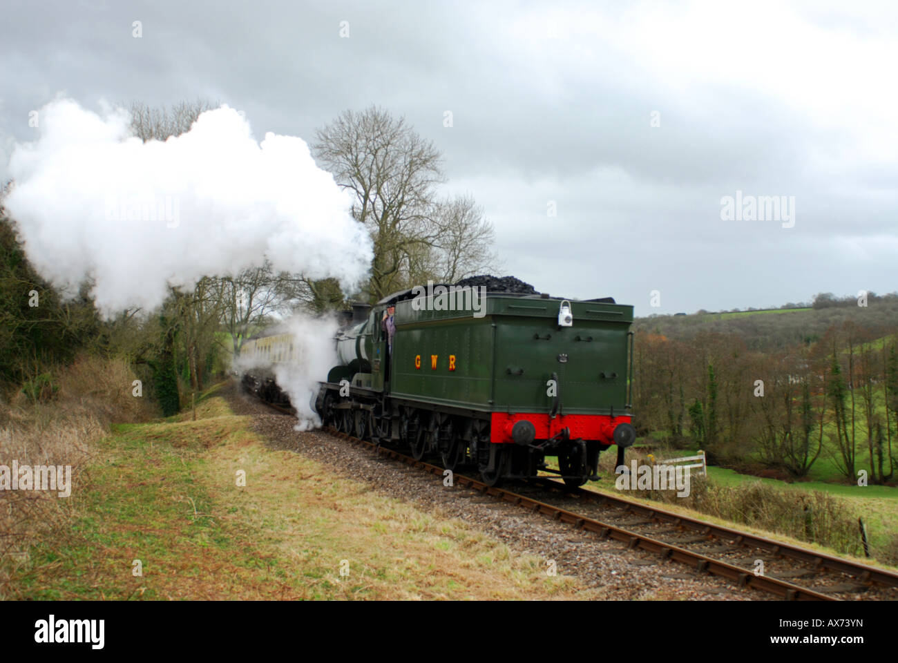 Steam train on the West Somerset Railway between Minehead and