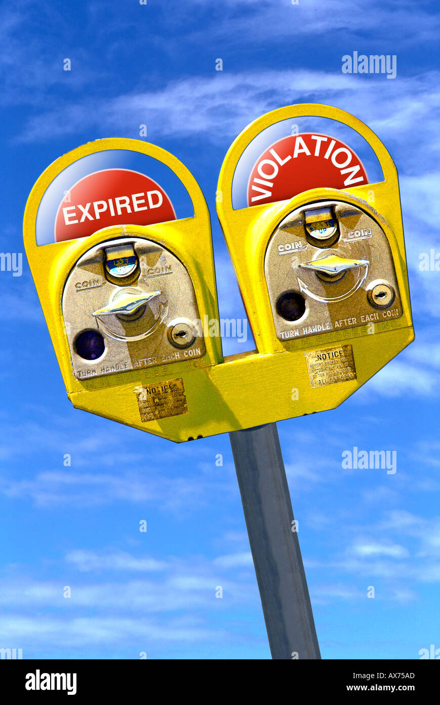 Antique graphic dual parking meters Stock Photo Alamy