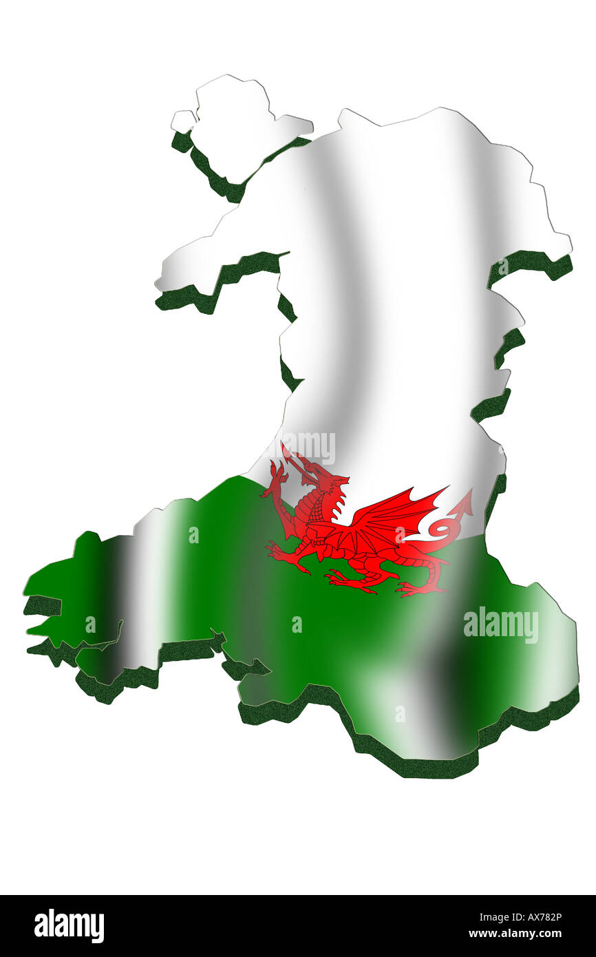 Outline map and flag of Wales Stock Photo