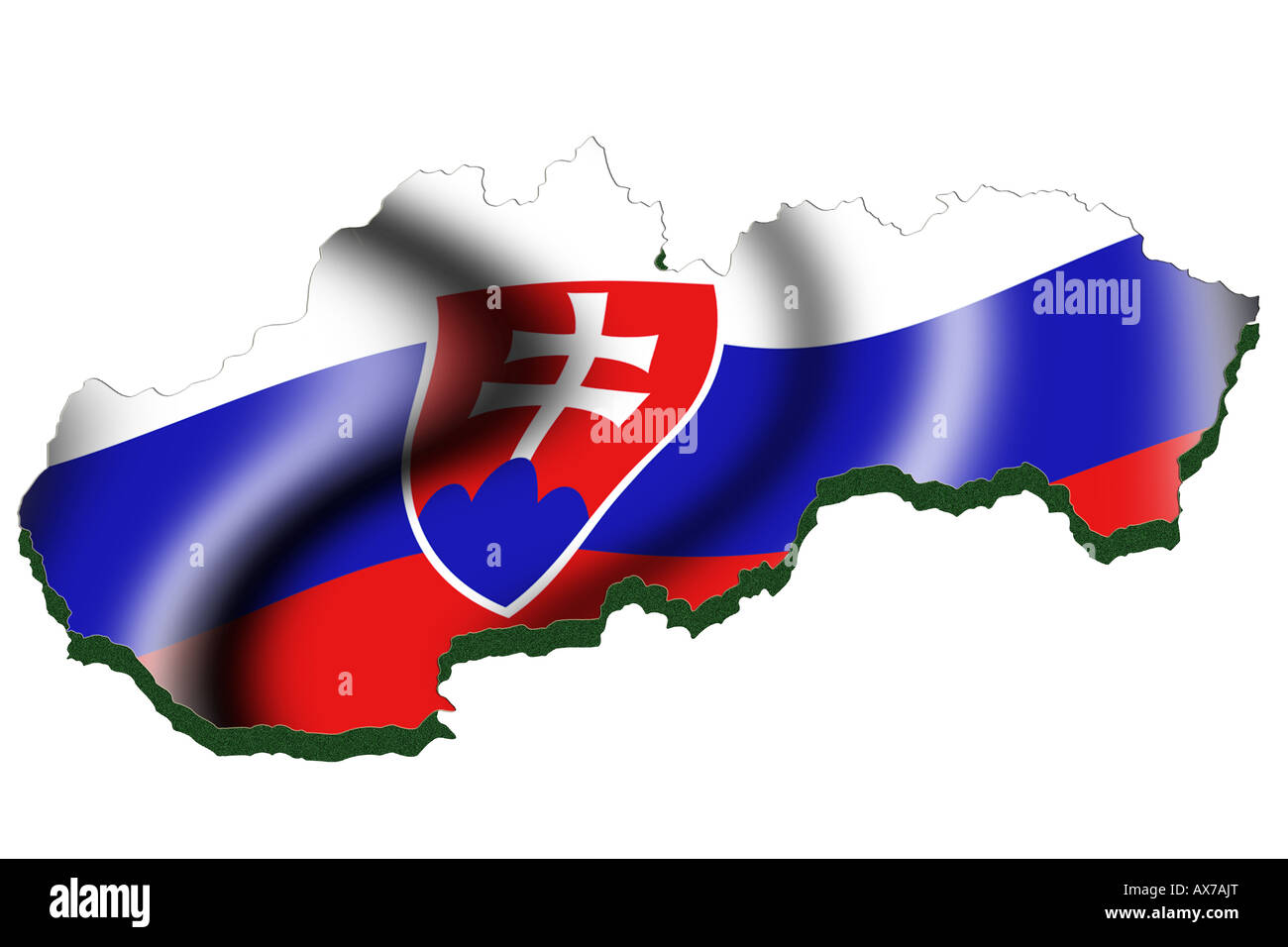 Outline map and flag of Slovakia Stock Photo