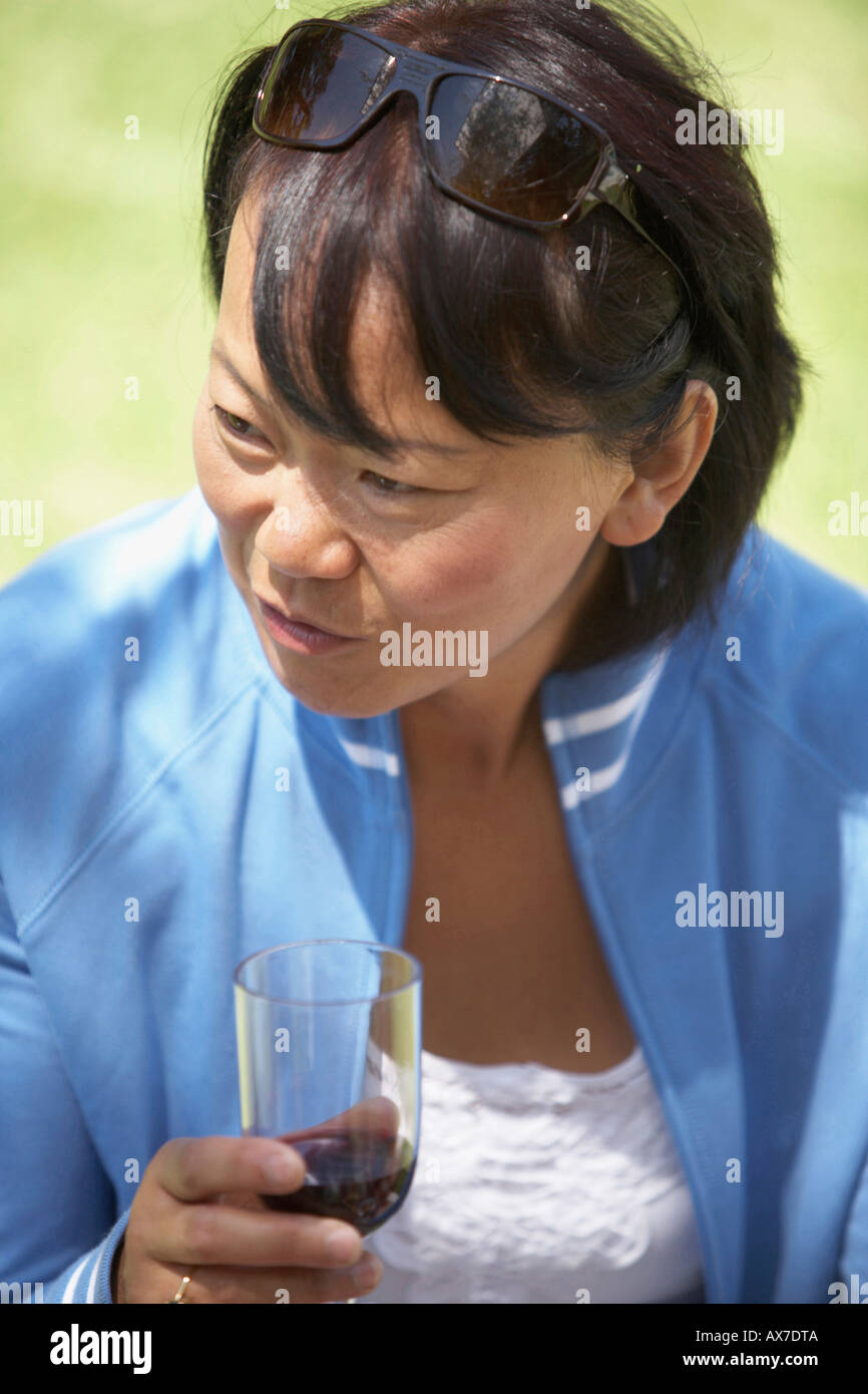 Woman glass wine attitude hi-res stock photography and images - Alamy