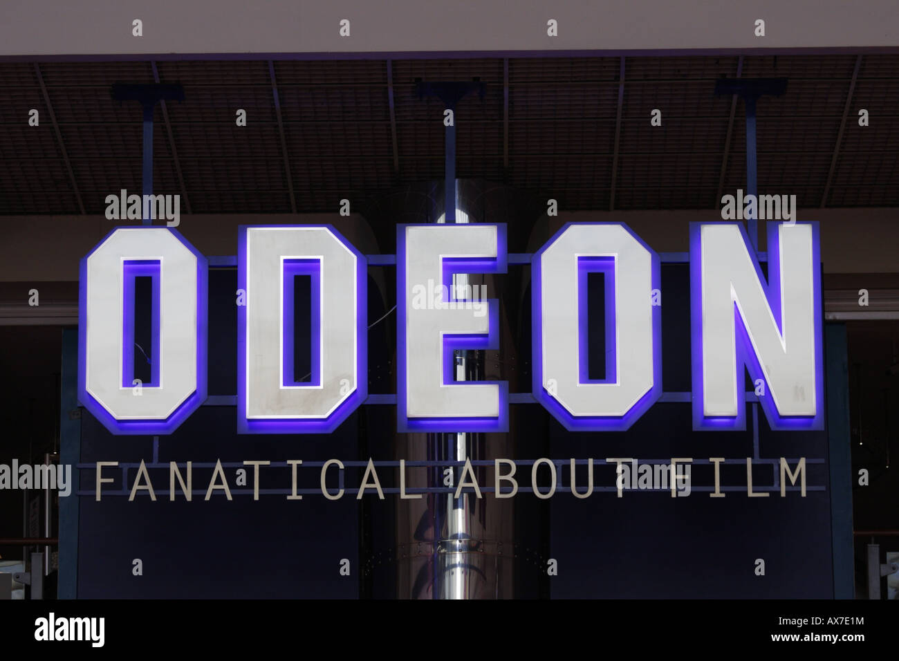 ODEON Cinema Neon Sign Stock Photo