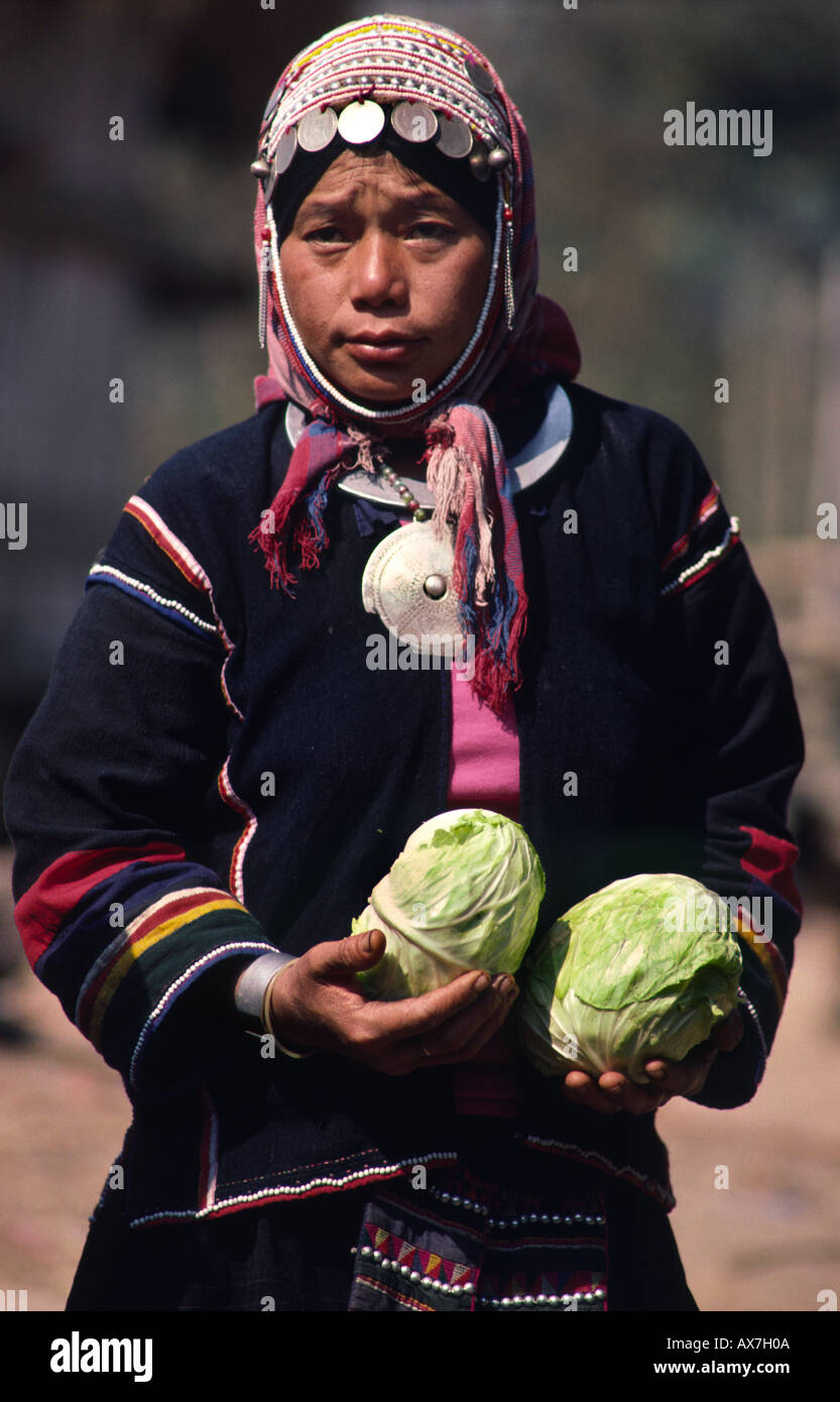 Headgear akha hill tribe woman hi-res stock photography and images - Alamy
