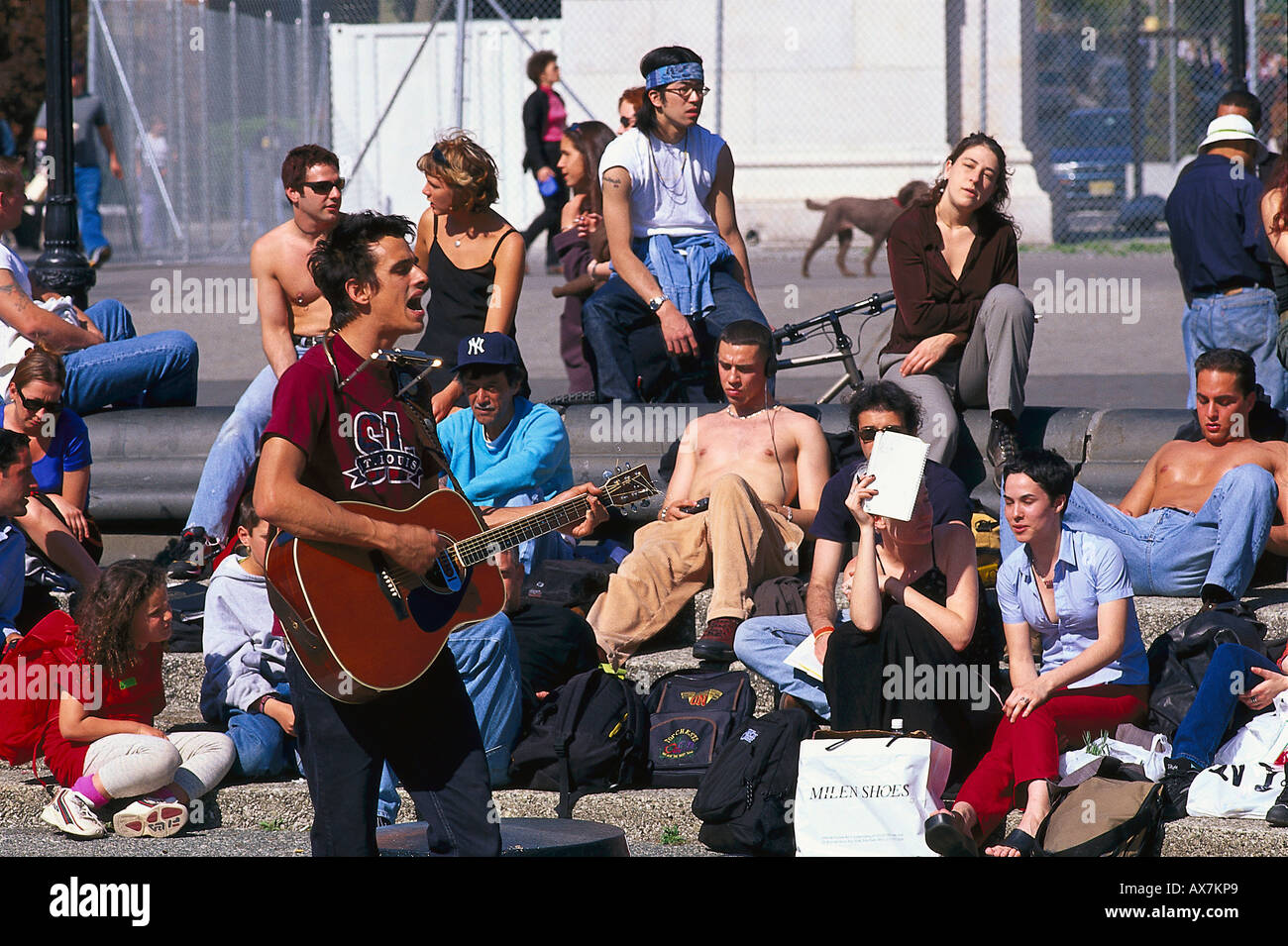 Strassenmusiker am Washington, Square, Greenwich V. New York, USA Stock Photo