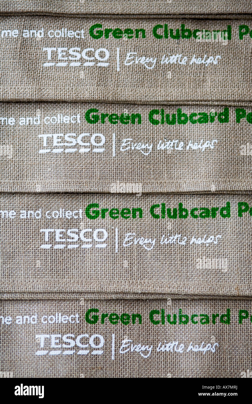 Tescos hessian reusable shopping bags, UK Stock Photo