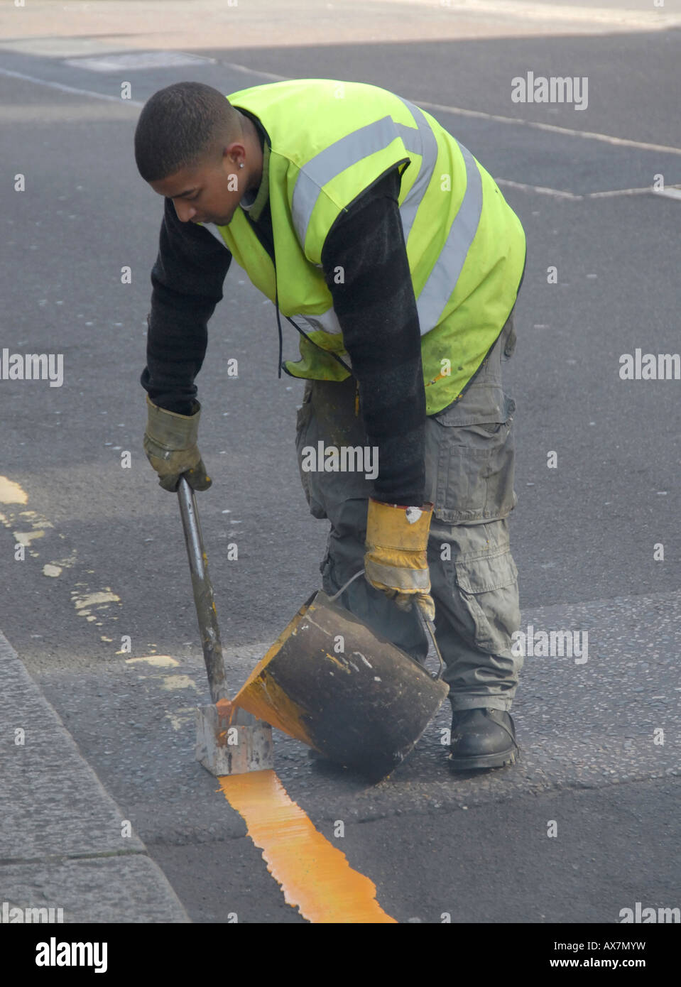 Road Paint Workers with Chalk Line Stock Image - Image of tool, visible:  41260207