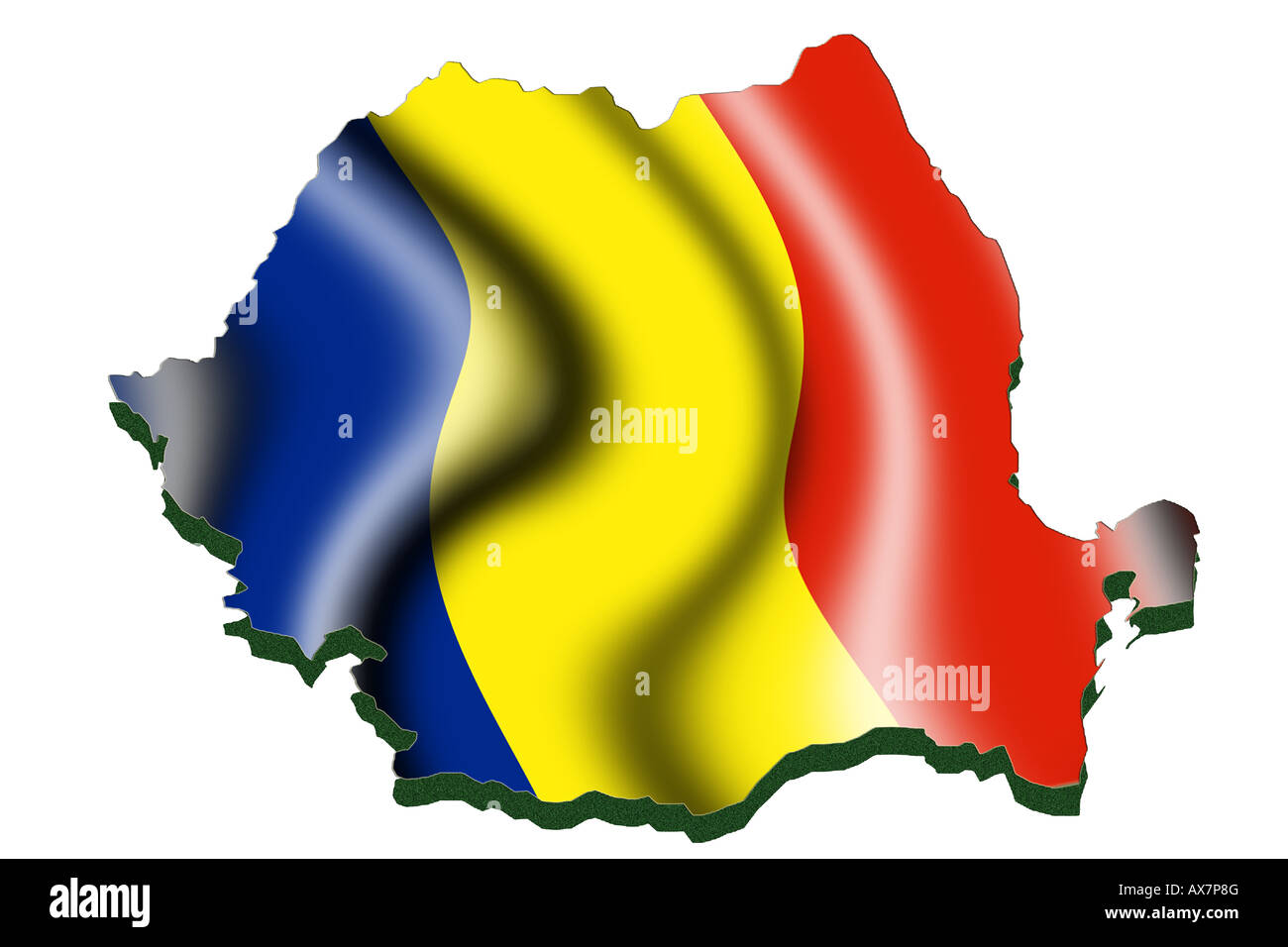 Outline map and flag of Romania Stock Photo