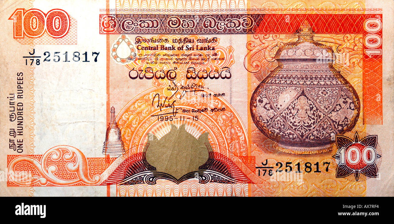 A Sri Lankan 100 rupee note against a white background Stock Photo Alamy