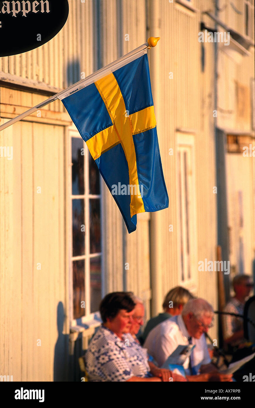 Schwedische Flagge, Havstensund, Grebbestad Schweden Stock Photo