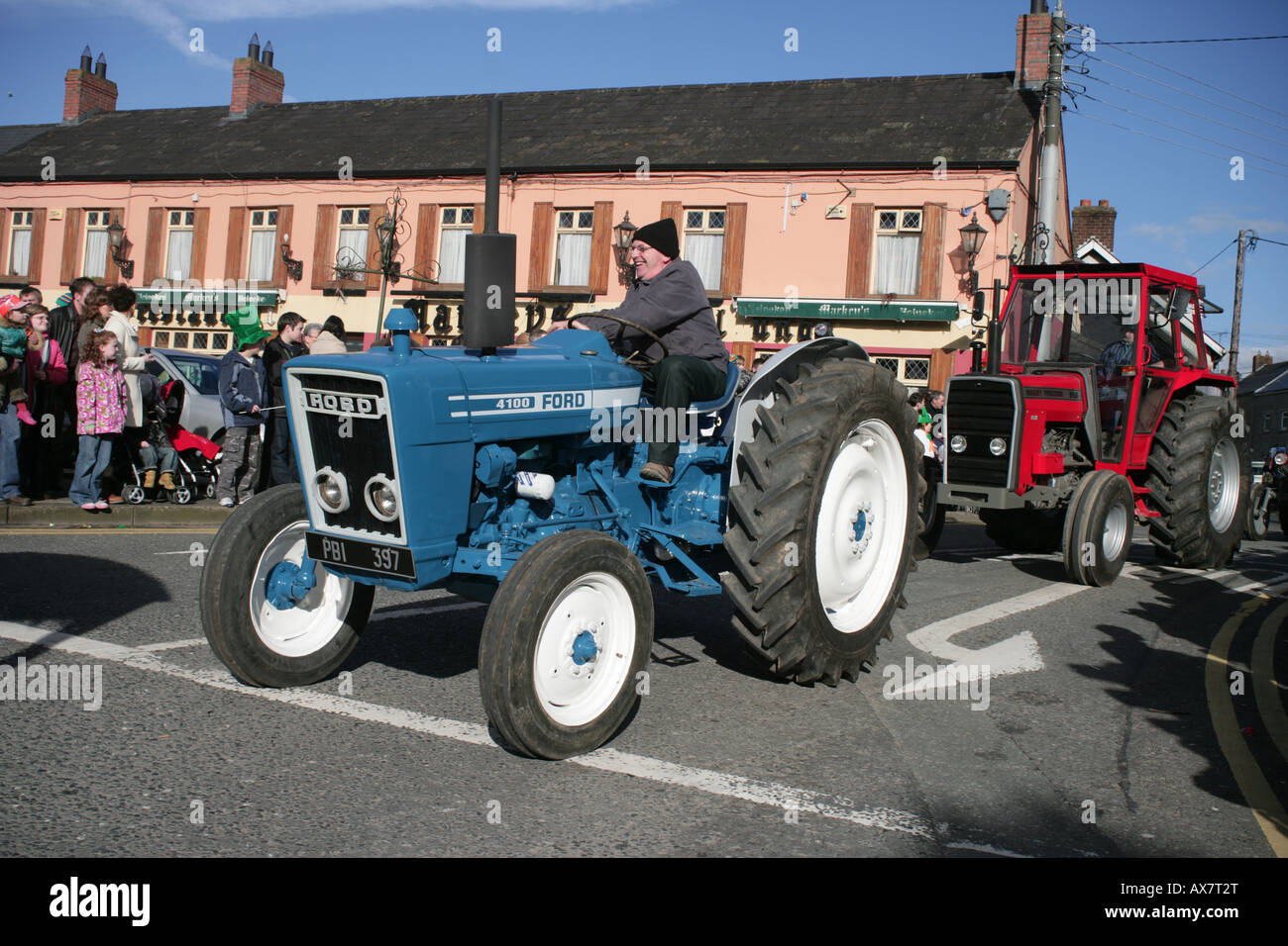 Ford and Massey Ferguson tractors in St Patrick s Day Parade
