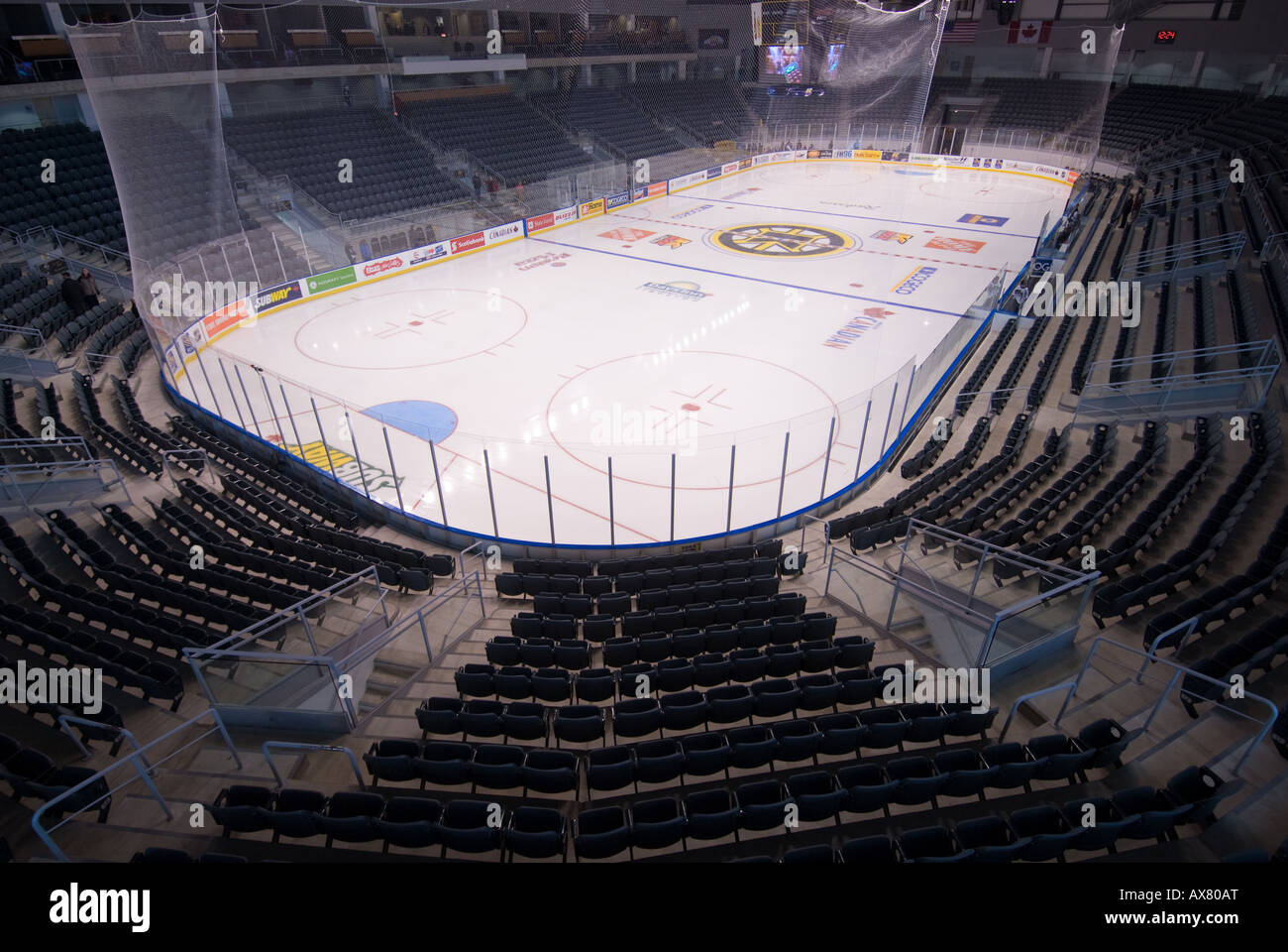 The K Rock Centre ice pad and spectator seats in Kingston Ontario Feb 25th 2008 Stock Photo