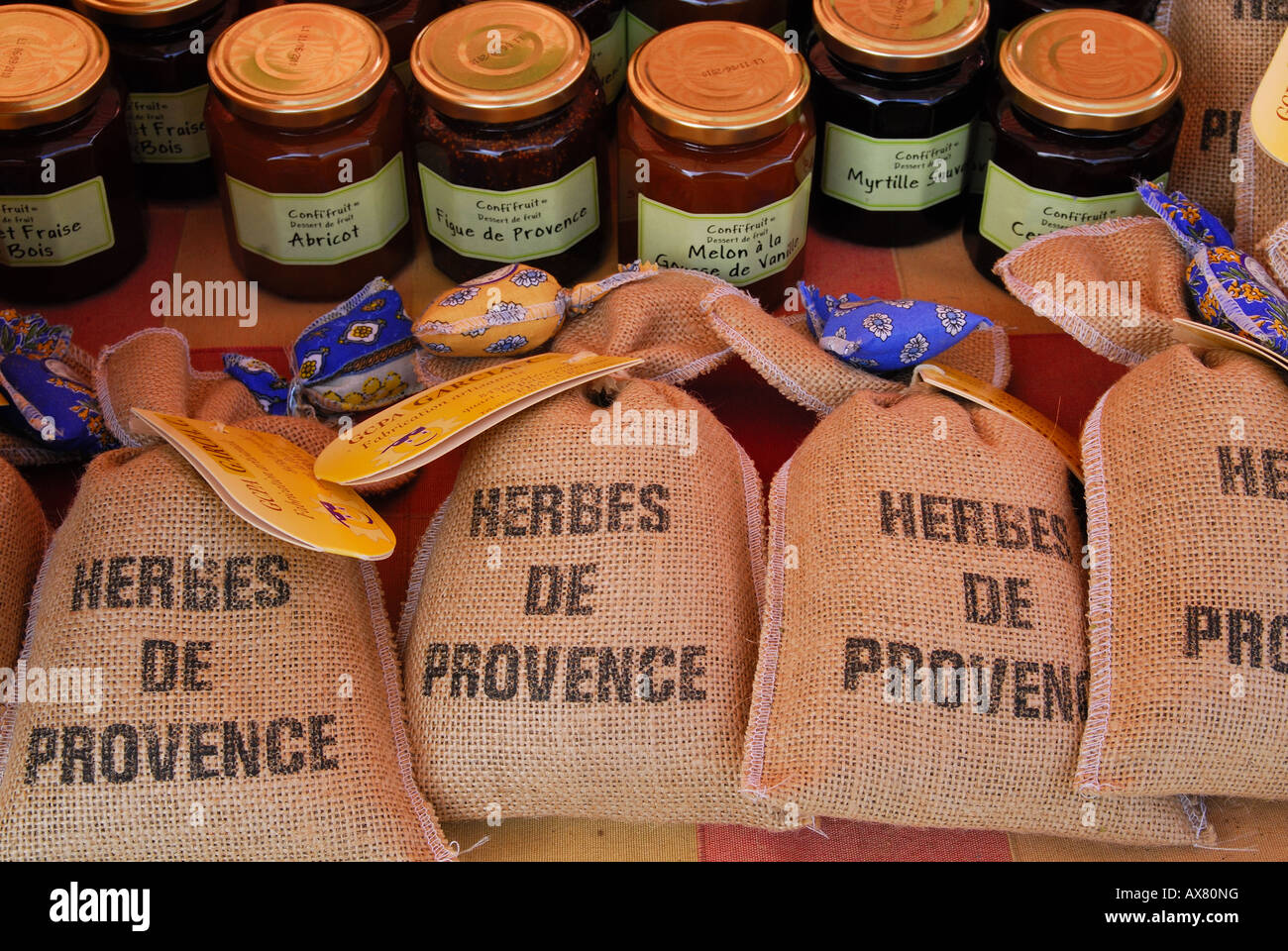 Provencal herbs on market stall in Nice market, Provence, France Stock Photo Alamy