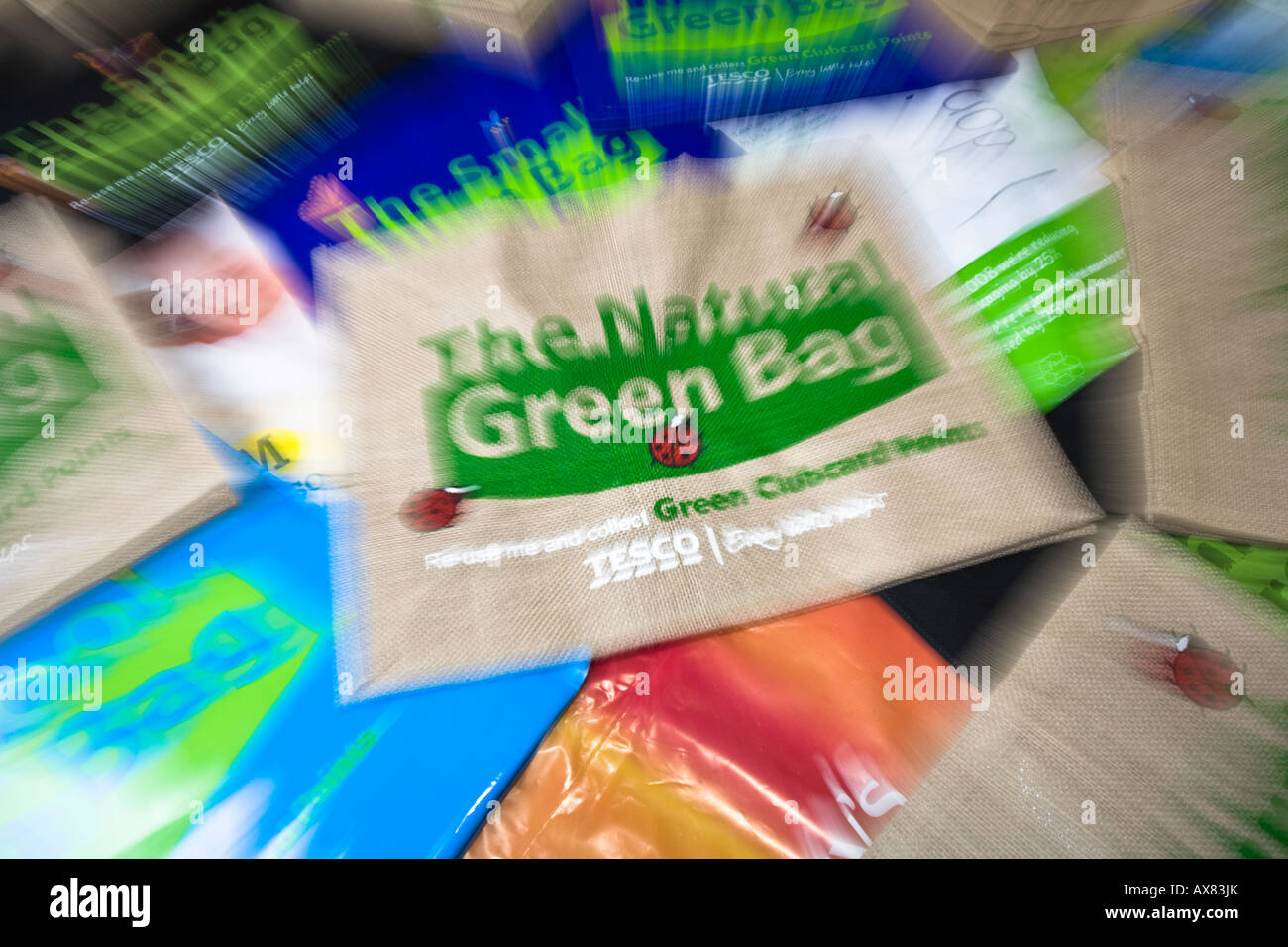 A collection of reusable shopping bags from UK shops and supermarkets