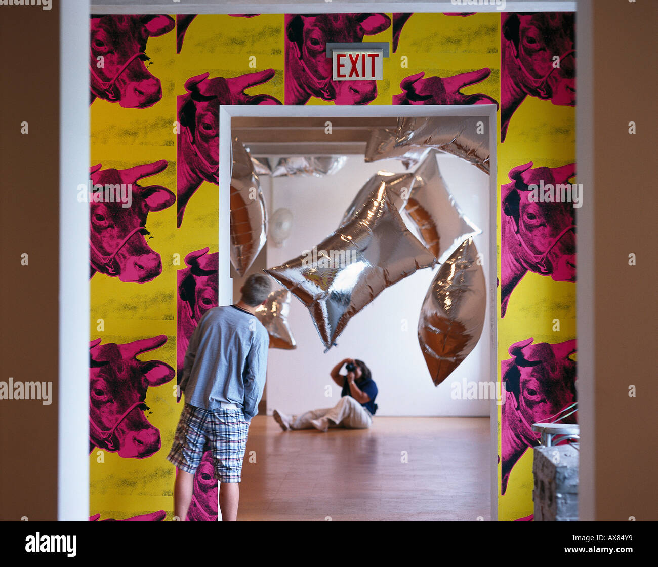 Room With Cow Wallpaper At The Andy Warhol Museum Pittsburg Stock Photo Alamy