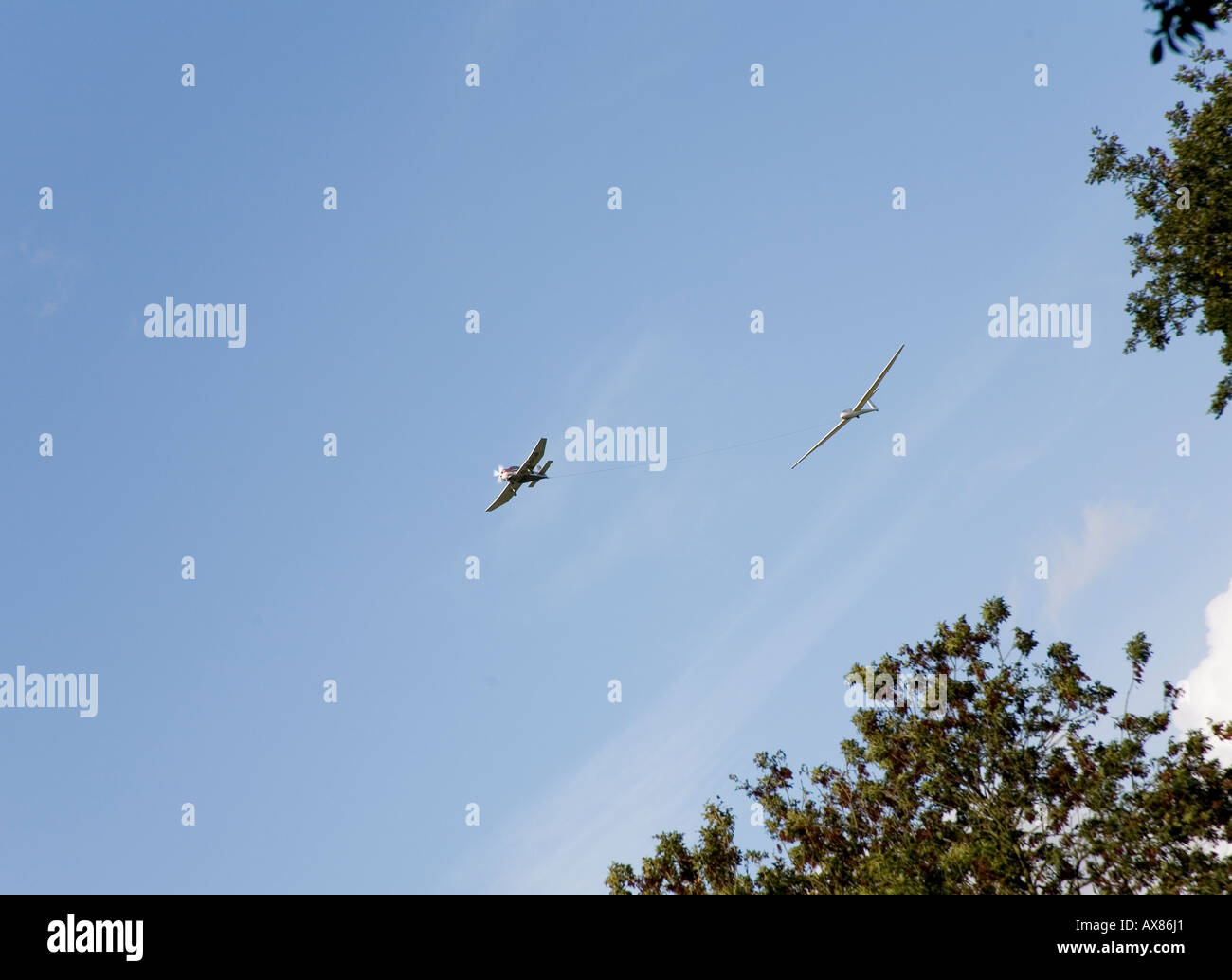 Glider being pulled up into the air Stock Photo