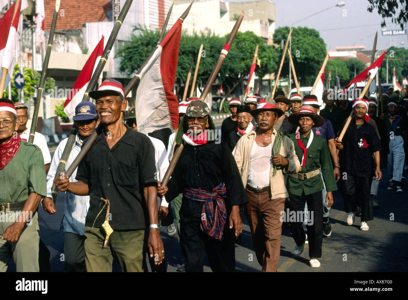 Indonesia Java Surakarta Independence Day 17th August march war veterans marching Stock Photo