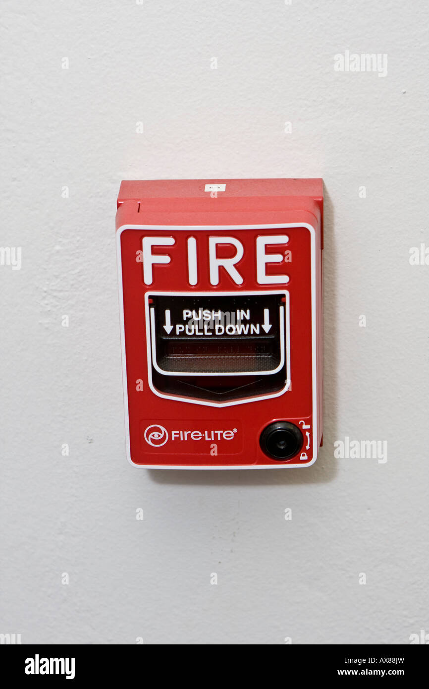 Commercial Fire Alarm Emergency Pull Box Stock Photo