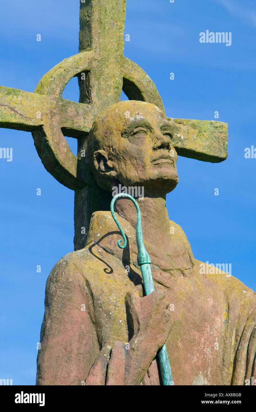 Statue of St Aidan in the grounds of the Parish Church of St Mary the