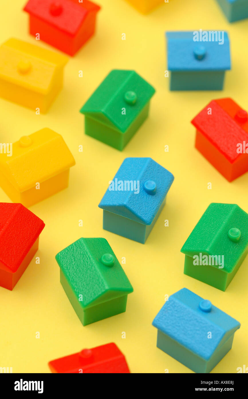 Toy house housing houses home suburb housing concept Stock Photo