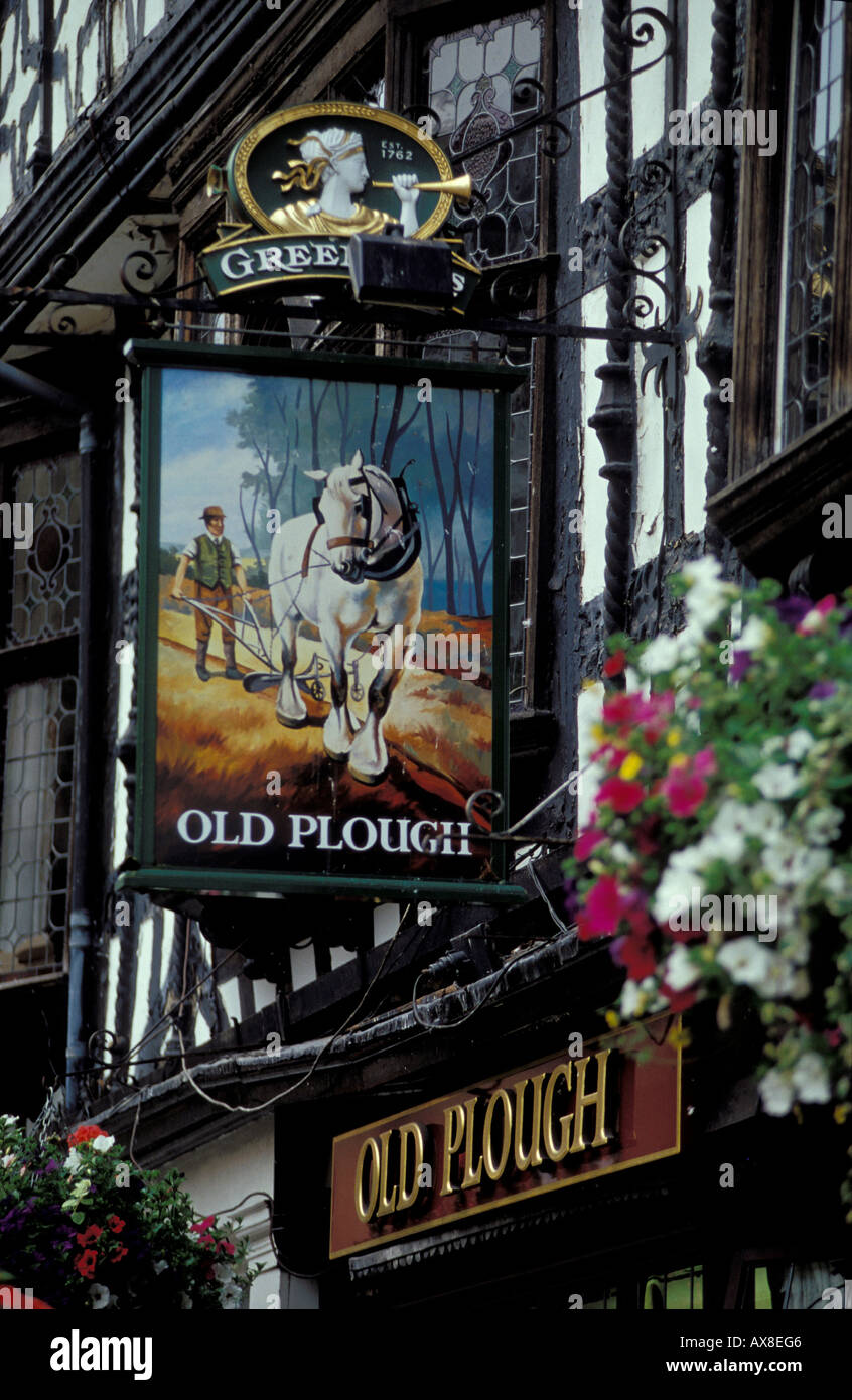 Old Plough Pub, Shropshire, Shrewsbury Europe, England Stock Photo