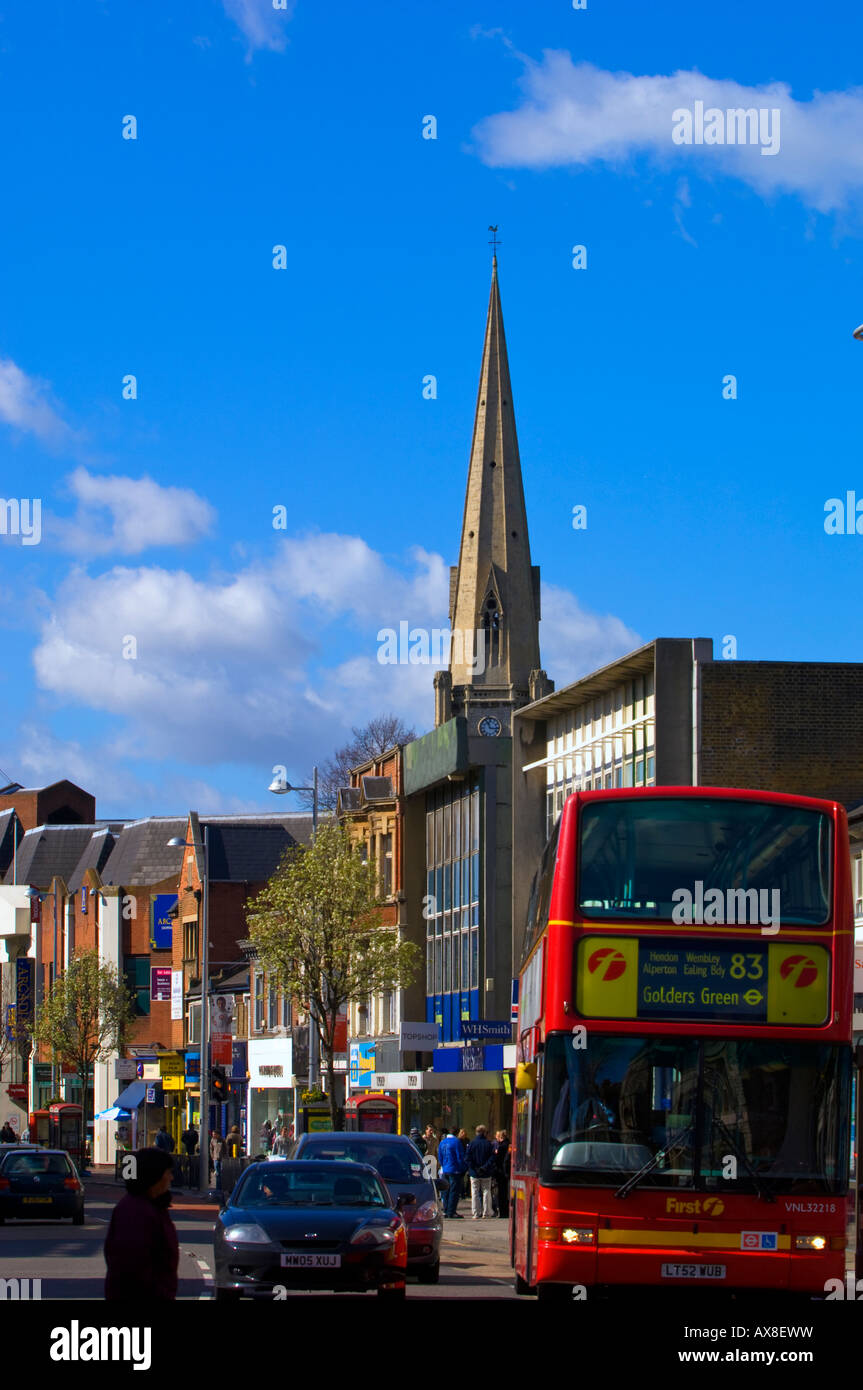 Shops and car traffic on Uxbridge Road Ealing Broadway W5 London United Kingdom Stock Photo Alamy