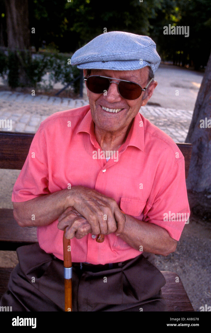 1,  one, Spaniards, Spanish man, adult man, eye contact, front view, Retiro Park, Parque del Buen Retiro, Madrid, Madrid Province, Spain, Europe Stock Photo