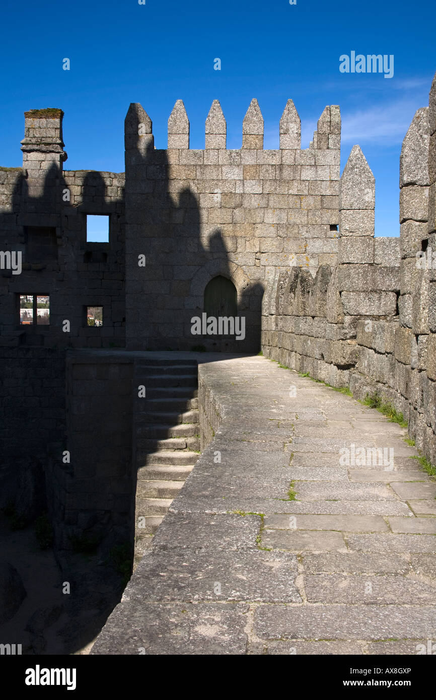 Castle walls at Guimaraes Portugal Stock Photo