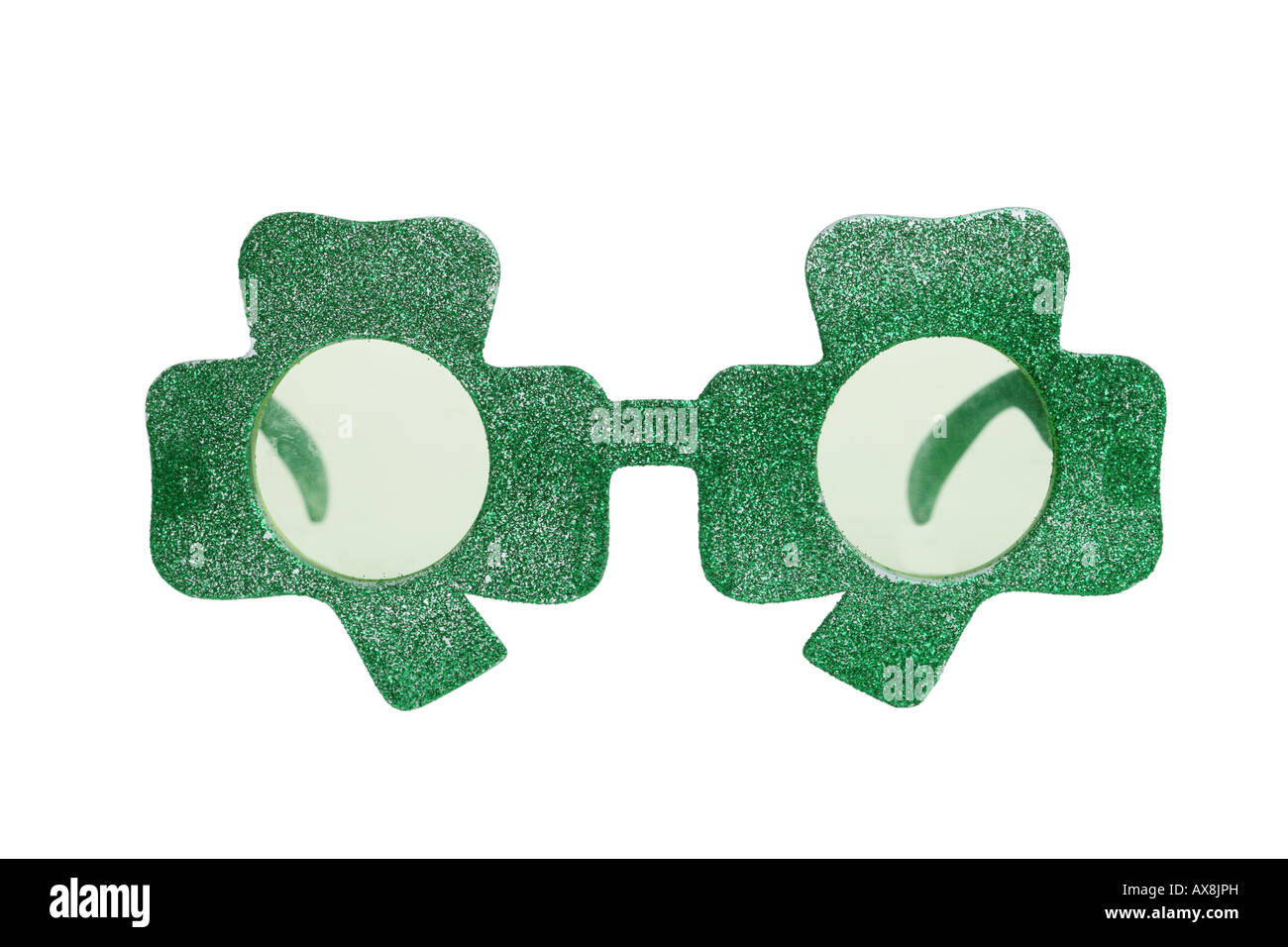 St Patrick s Day glasses cut out on white background Stock Photo