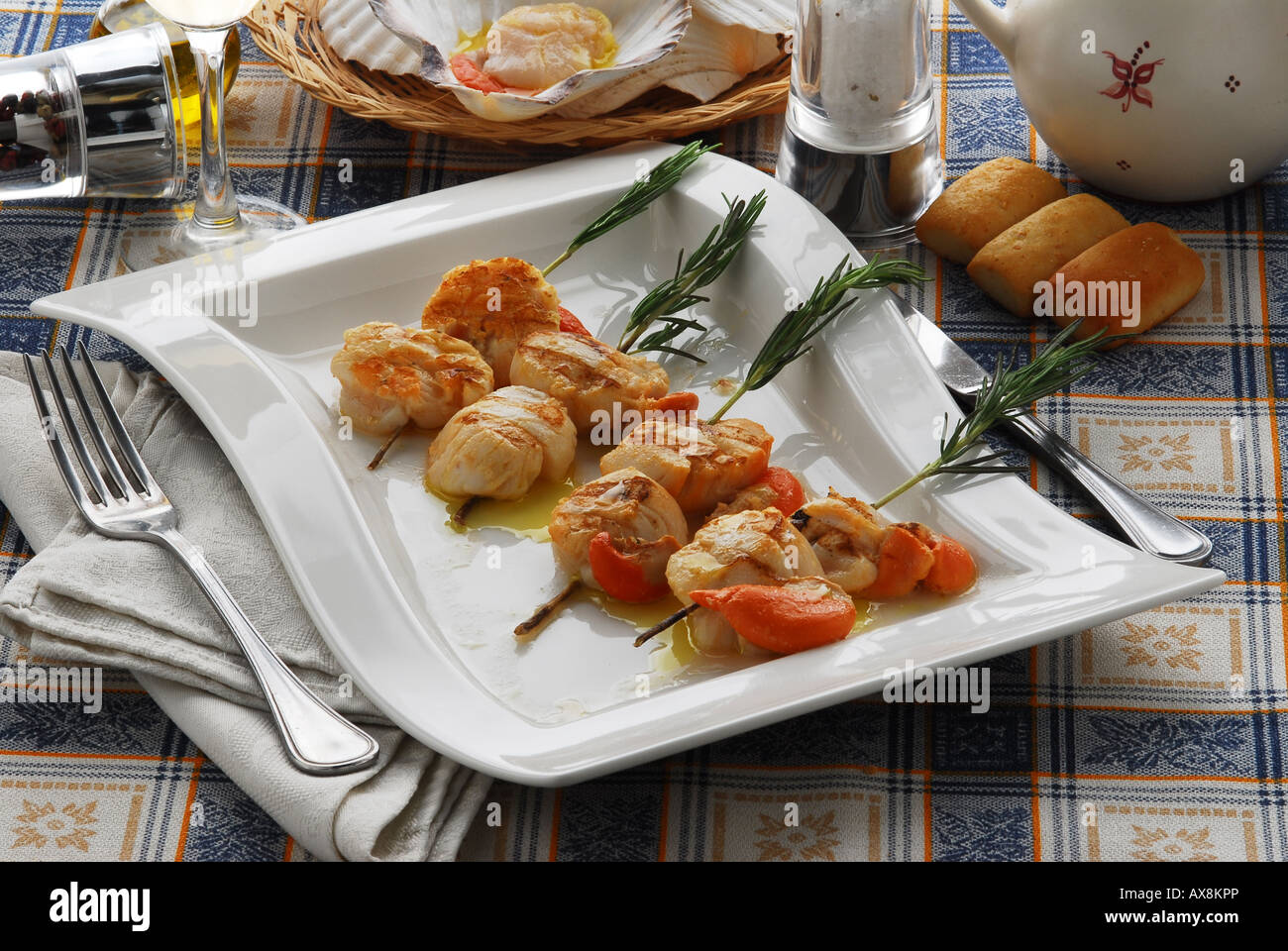 Scallops - Spiedini di Capesante - Veneto - Italian kitchen Stock Photo