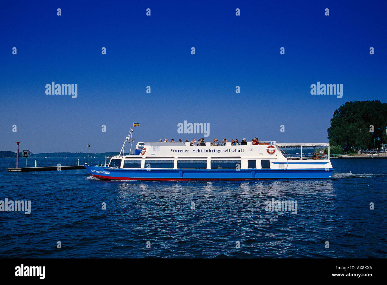 Ausflugsboot, Waren, Mueritz, Mecklenburgische Seenplatte Meck., Vorpommern, Deutschland Stock Photo