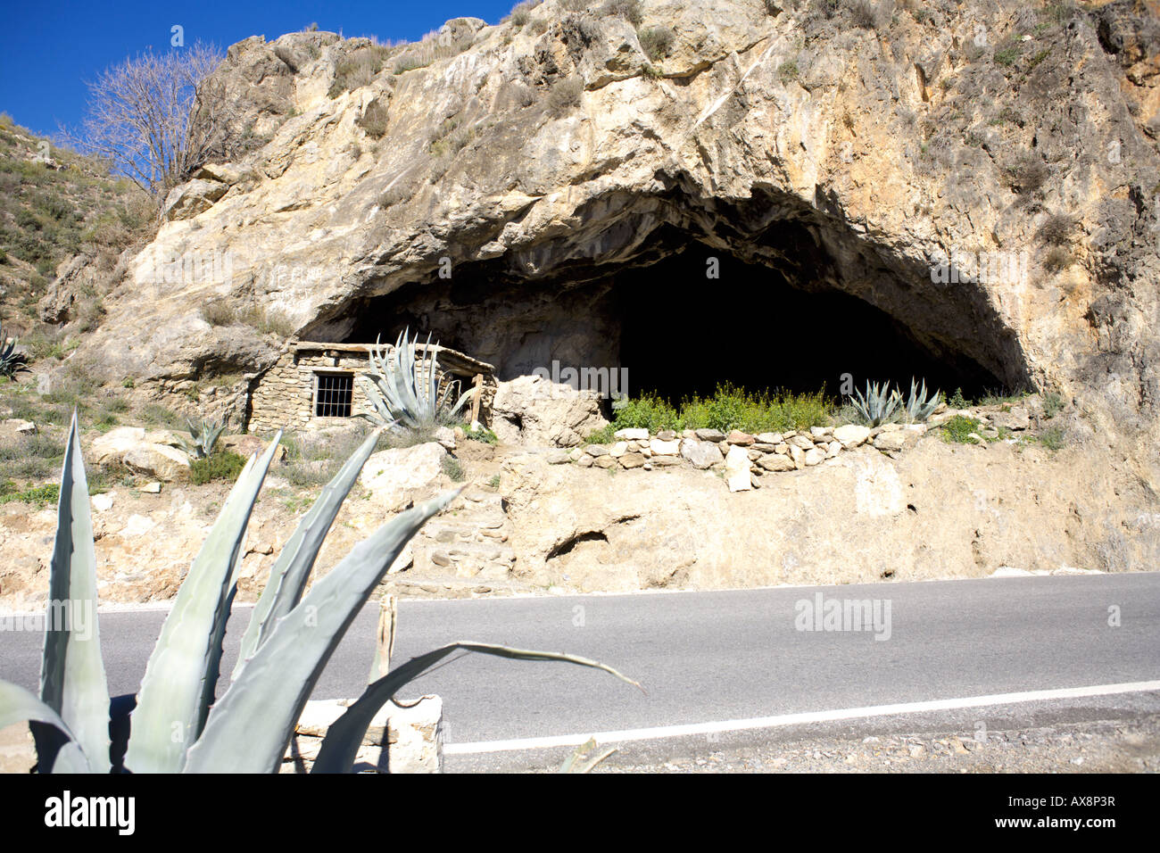 Limestone Cave near Orgiva, Las Alpujarras, Granada Province, Andalucia, Spain Stock Photo