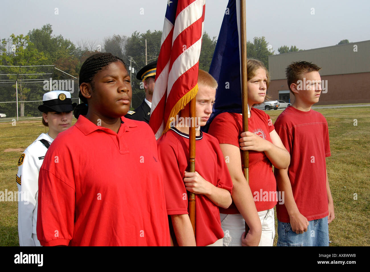 Middle School Honor Guard with students Stock Photo Alamy