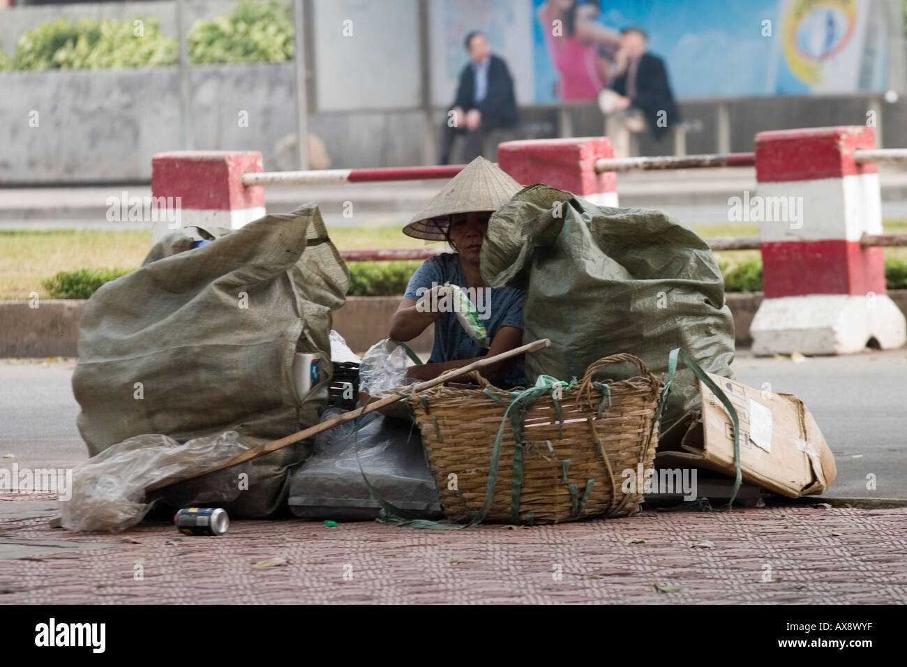 Woman recycling plastic Hanoi Vietnam Stock Photo Alamy