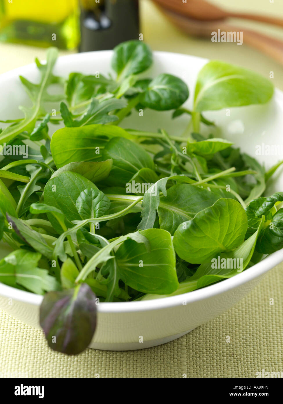 Green salad leaves healthy vegetarian editorial food Stock Photo