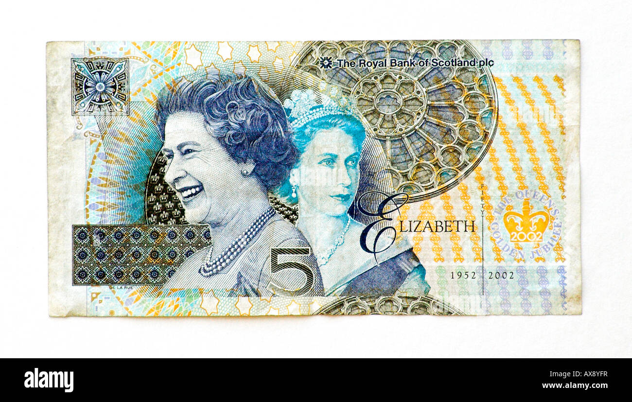 Scotland 5 Pound bank note Stock Photo