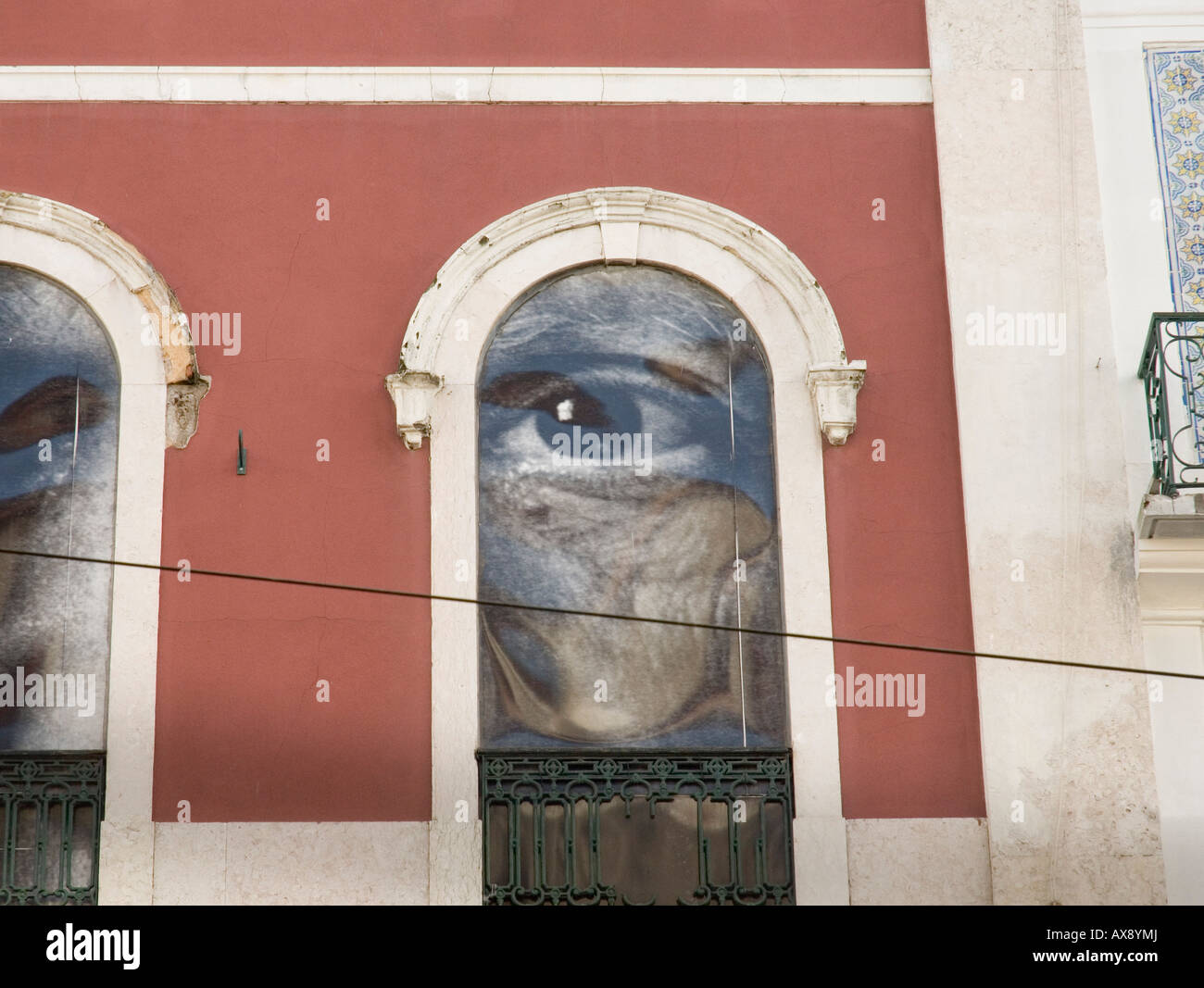 architectural detail on a building in lisbon portugal Stock Photo