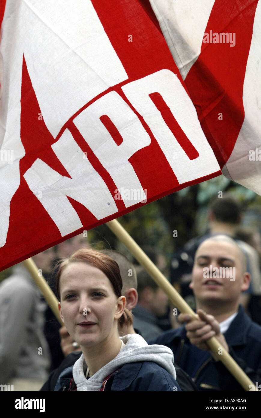 A demonstration of the nazi party NPD, Germany Stock Photo