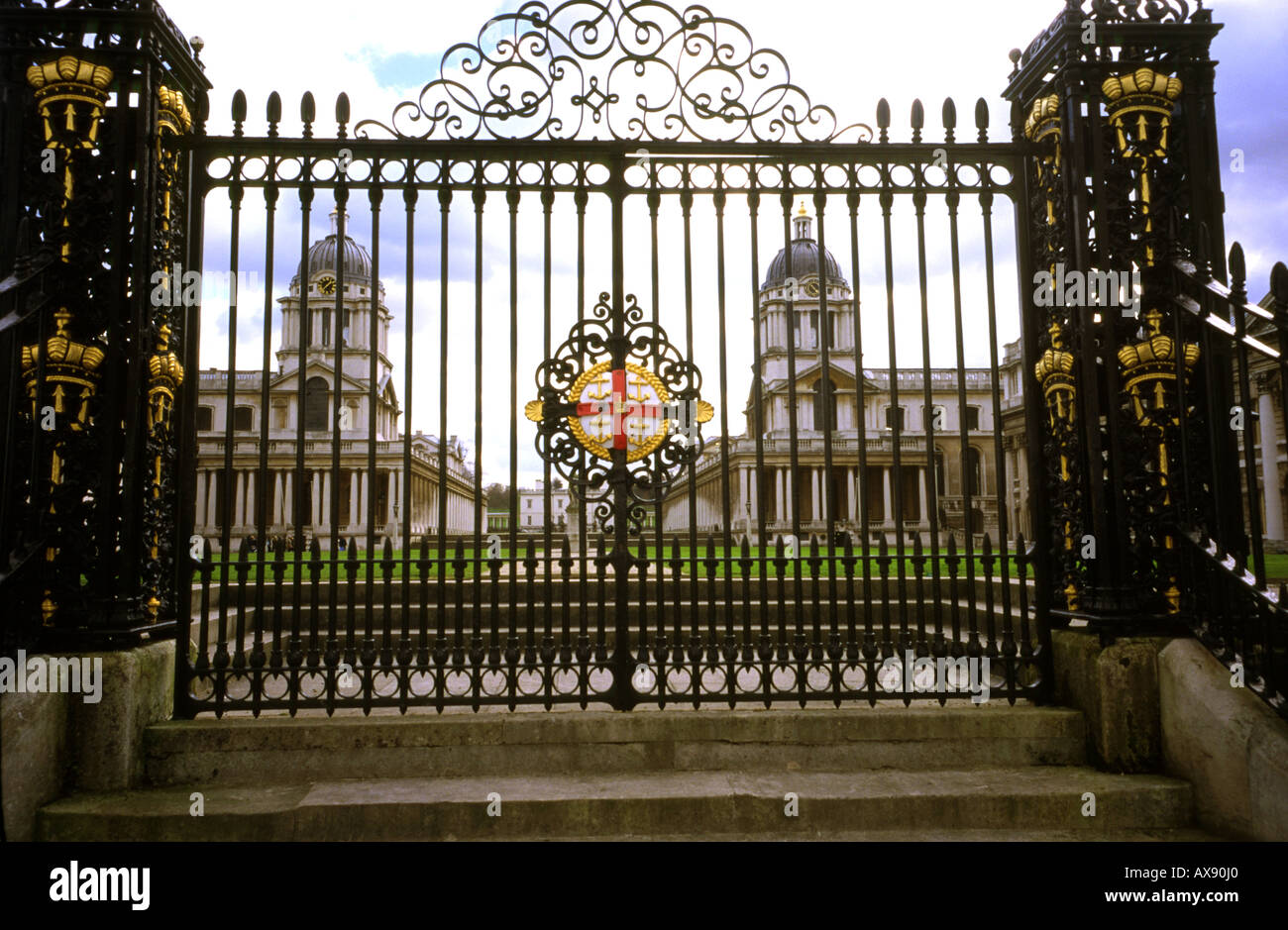 Gates to Greenwich old naval college Stock Photo