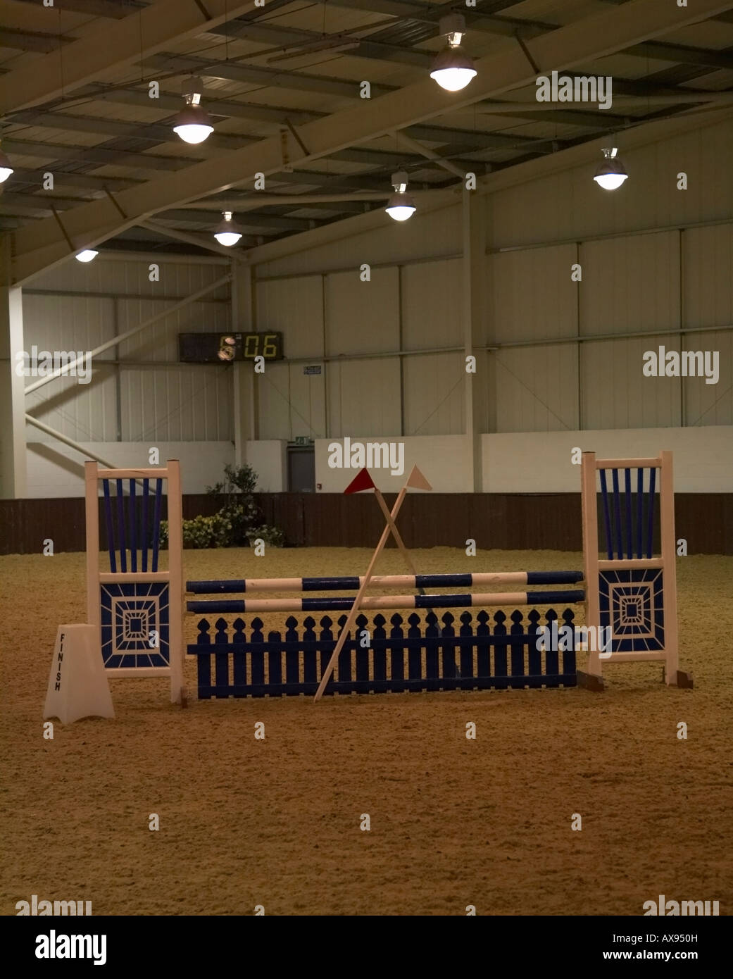 Indoor horse jumping arena Stock Photo Alamy