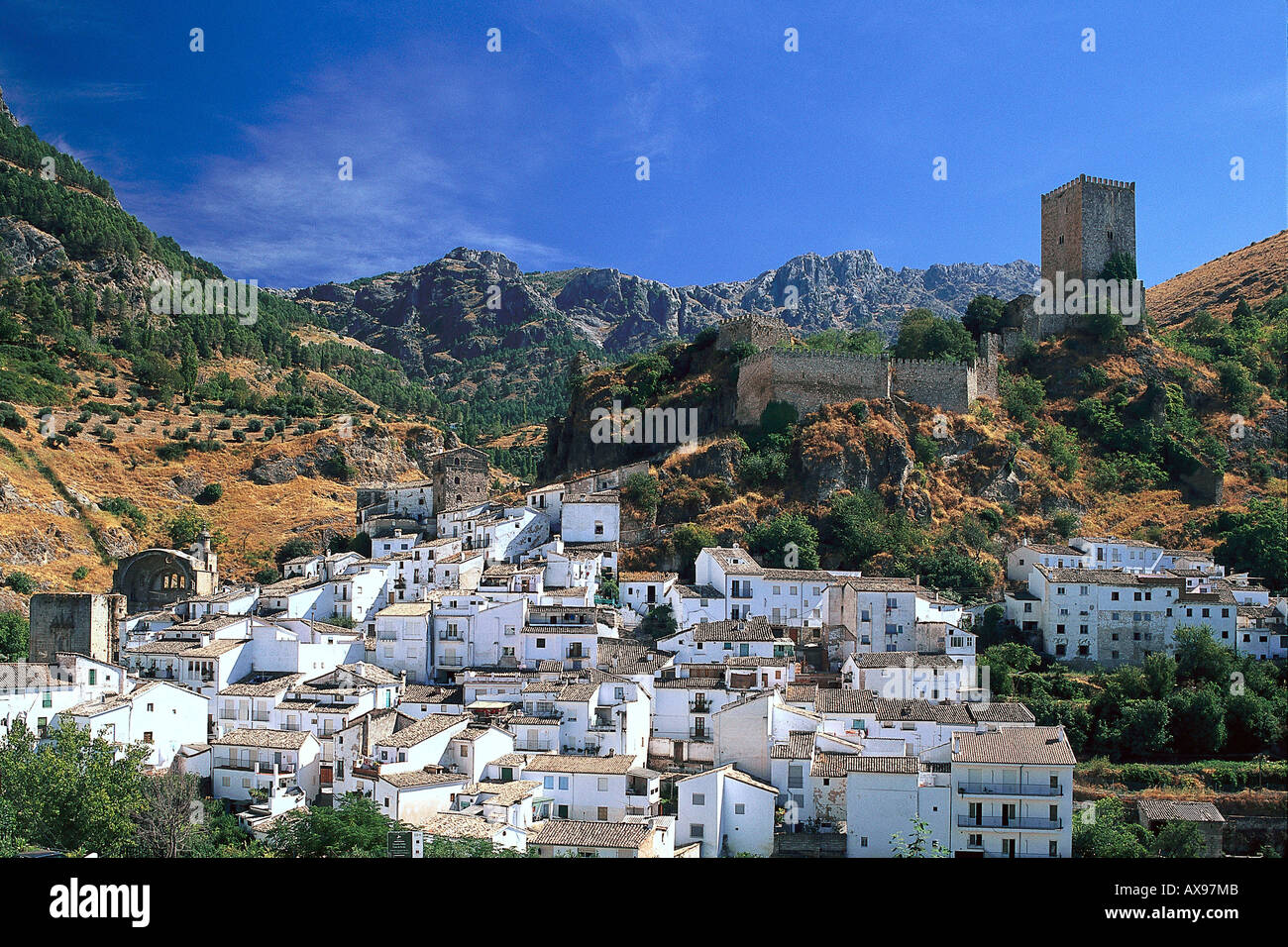 La Yedra, Moorish castle tower, village of Cazorla, white village, Sierra de Carzorla, Province of Jaén, Andalusia, Spain Stock Photo