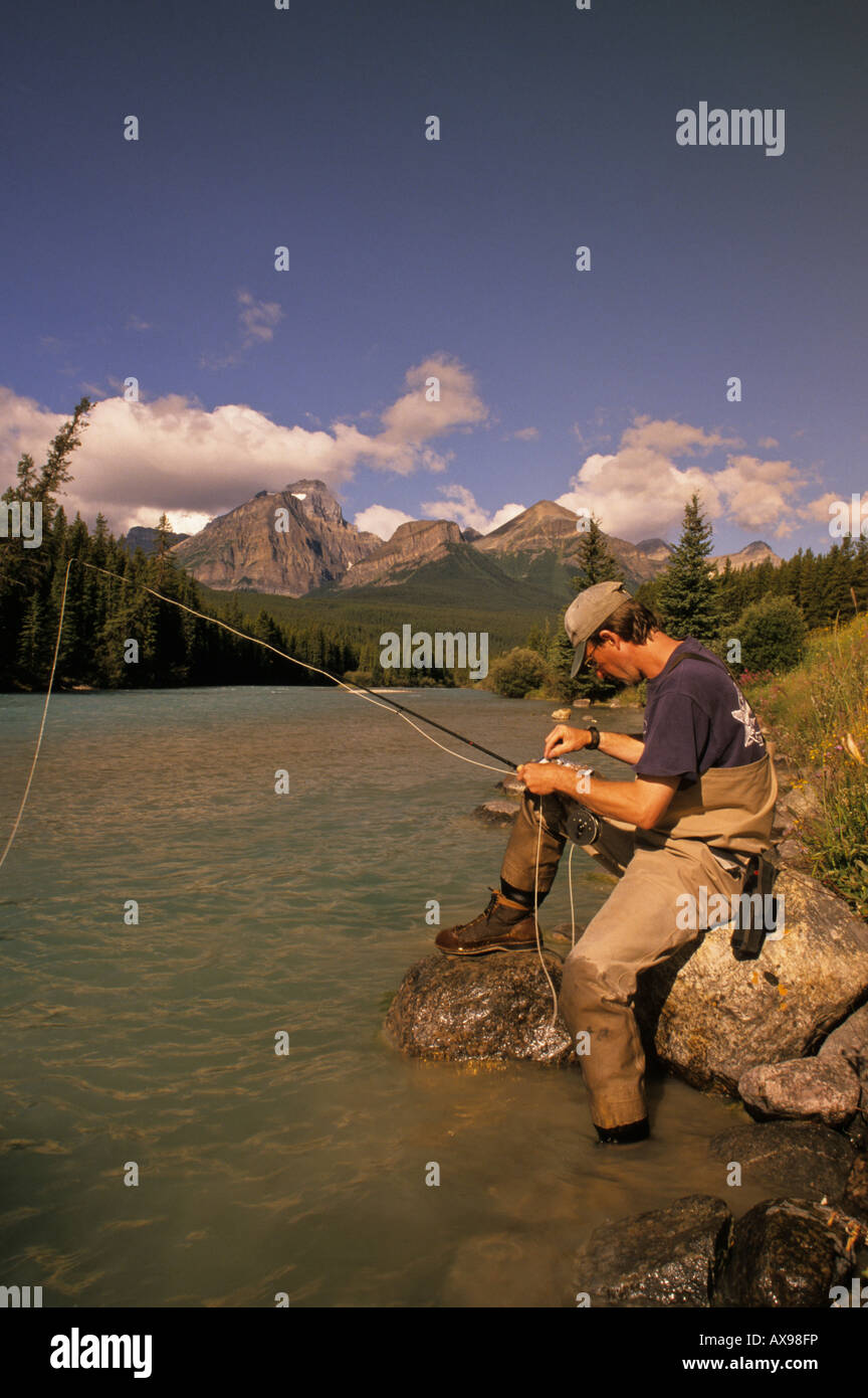 A large dry fly used as a strike indicator for fly fishing on the Bow  River, Alberta,Canada Stock Photo - Alamy