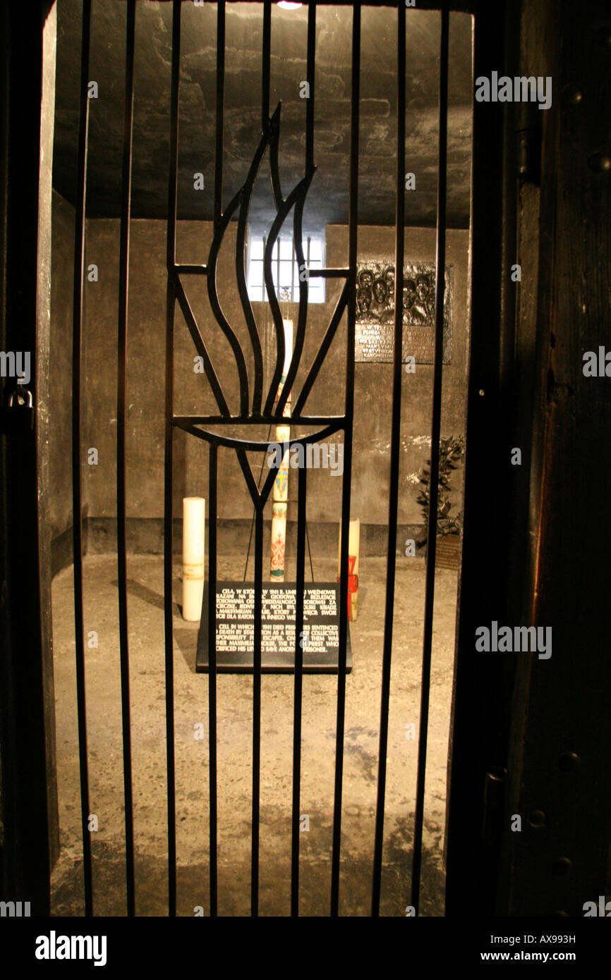 The cell in which Father Maximilian Kolbe died Auschwitz-Birkenau Museum, Oswiecim, Poland. ISO 1600 Stock Photo