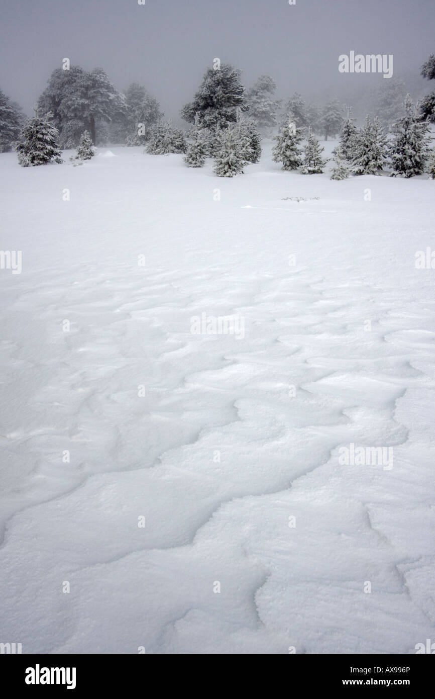 Snow formations at Gudar mountains, Teruel, Spain Stock Photo