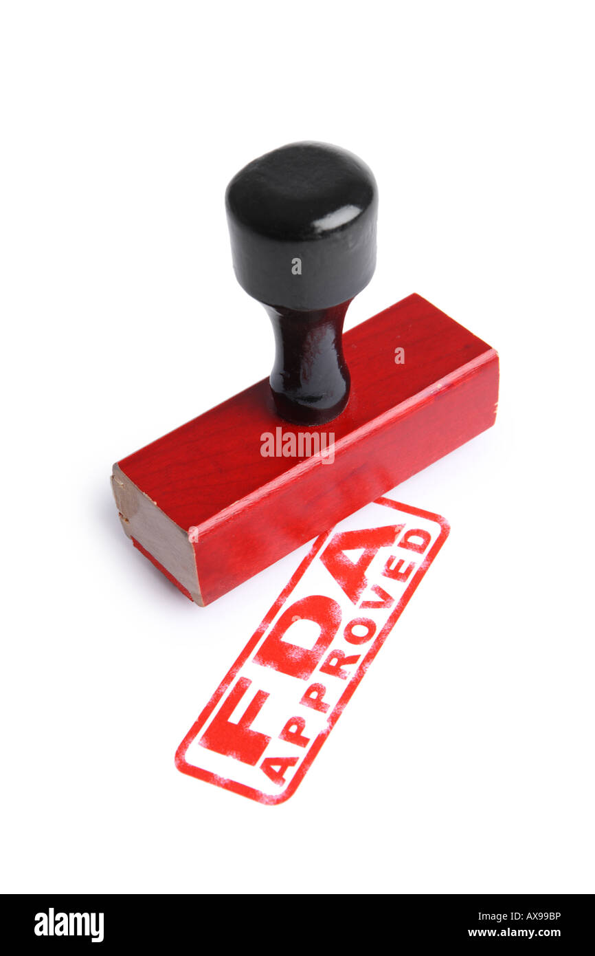 FDA APPROVED Rubber Stamp cut out on white background Stock Photo