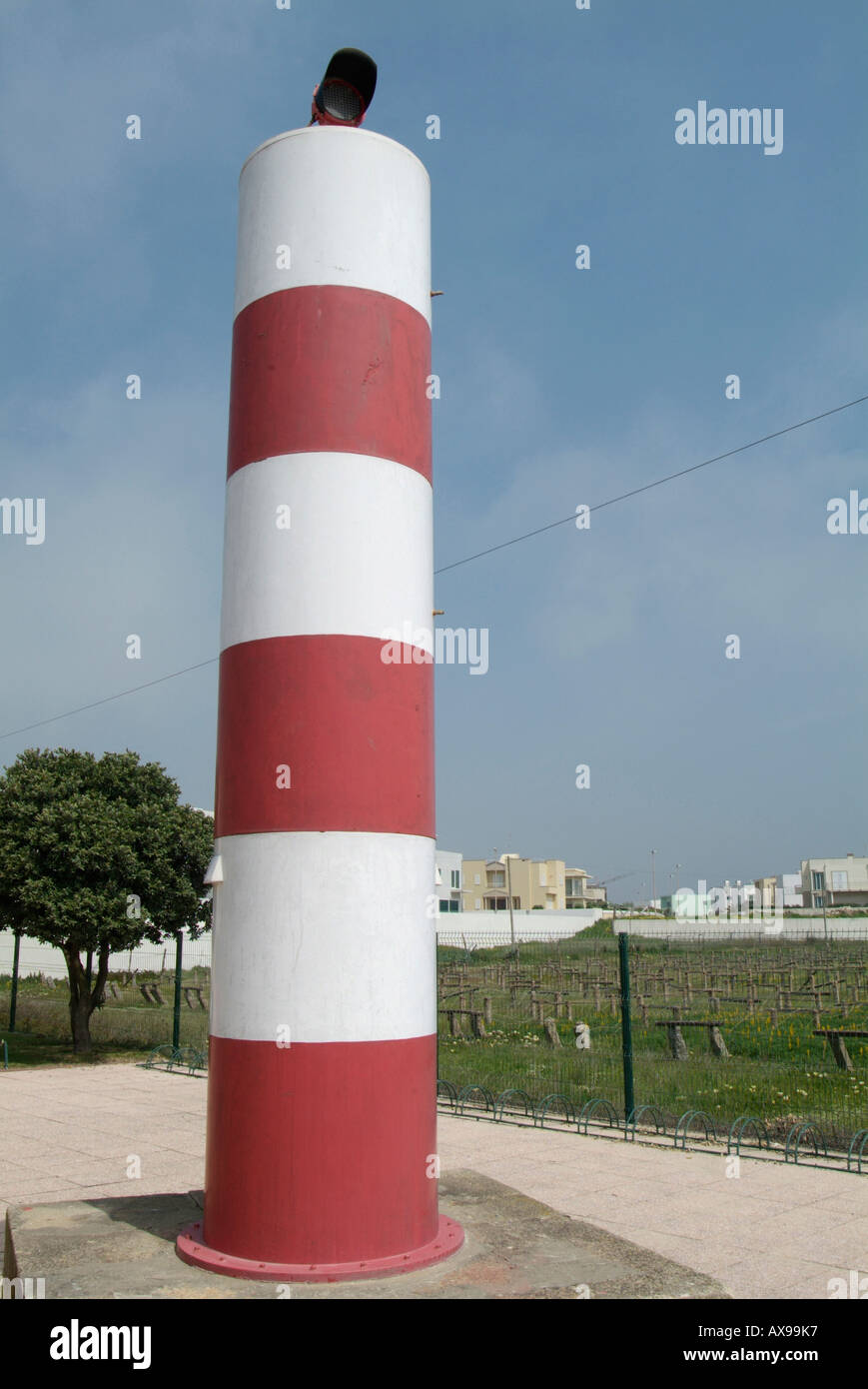 Small automatic lighthouse in the portuguese coast in Vila do Conde ...