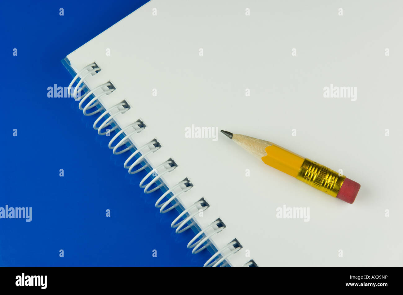 Short pencil with notepad Stock Photo