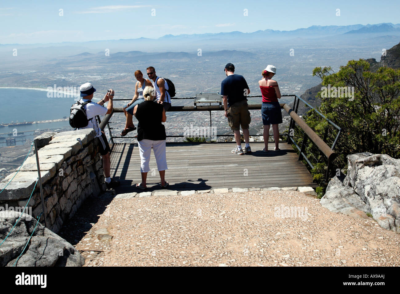 tourists at a lookout point on top of table mountain table mountain