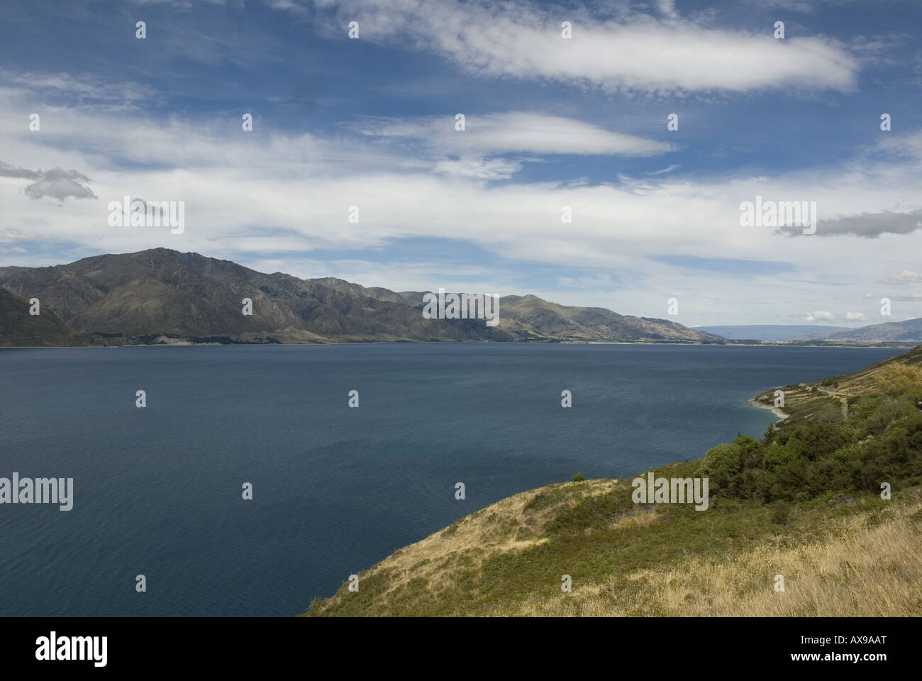 Lake Hawea in the South Island of New Zealand Stock Photo